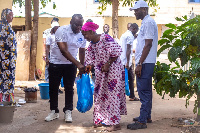 Tag transport and logistics distributed assorted packed items to some individuals