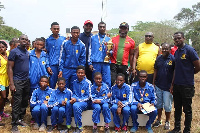 Director General of NSA Prof Peter Twumasi and the board chairman with the central  regional team