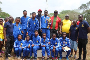 Director General of NSA Prof Peter Twumasi and the board chairman with the central  regional team