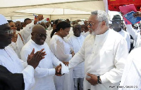 Rawlings and Nana Addo shake hands