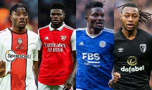 L R Mohammed Salisu, Thomas Partey, Daniel Amartey, Antoine Semenyo