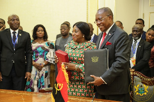 The agreement was signed by Shirley Ayorkor Botchwey and Manuel Domingos Augusto