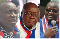 Suspended Gen. Sec. Kwabena Agyepong, Flagbearer Nana Akufo-Addo and Paul Afoko in an enhanced photo