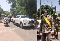 President Goita arrived for his investiture in a Toyota pickup