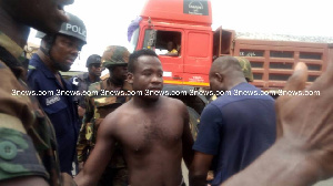 One of the persons arrested by the security team in the violent clash at Ahwiaa