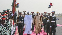 Senegal president Macky Sall (l) meet Barrow in The Gambia