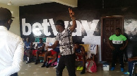 Asamoah Gyan went to Liberty's dressing room to inspire the players