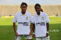 Black Queens midfielder Jenifer Cudjoe(R) and Sherifatu Sumaila