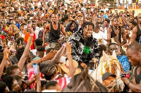 Fancy Gadam with his fans at the Aliu Mahama Sports Stadium