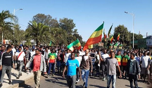 Many protesters took to the streets of Bahir Dar, the capital of the Amhara region