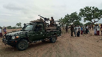 Soldiers patrolling the streets of Kotile town on the Garissa-Lamu-Somalia border in Kenya