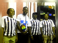 Dickson Boadi in a pose with some Management Members of Supreme Ladies FC