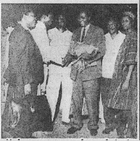 John Mahama's father, E. A. Mahama being received on his return from the foreign trip