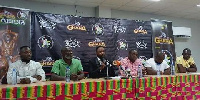 Hayye Yartey (3rd from right) President of GBFA addressing the press