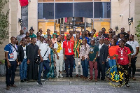 Ussif Mustapha with the supporters