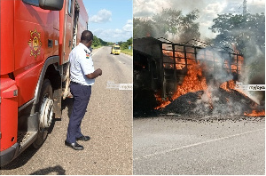 Broken Down Fire Tender And Burnt Shea Nuts 