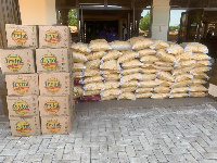 The items included; 70 bags of rice, two bags of maize and gallons of cooking oil,