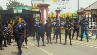 The police guarding the Manhyia Palace to prevent members of KYA invading the premises