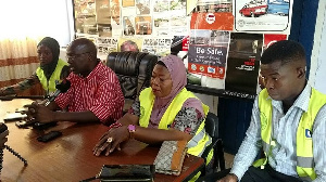 Upper West Regional Director of the National Road Safety Commission, Mohammed Abdul-Samad(red shirt)