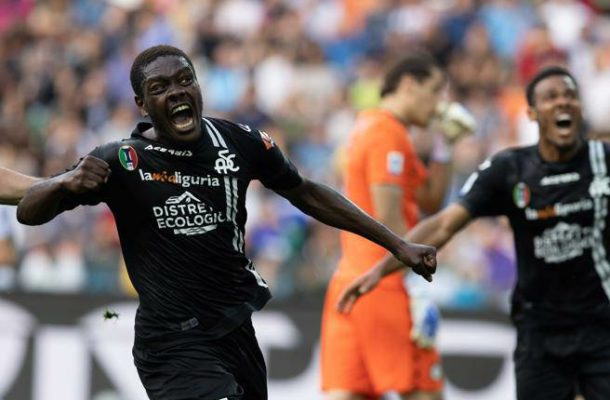 Emmanuel Gyasi was on target for his Italian Serie A side Spezia