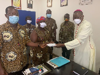 Archbishop Naameh with the team of donors in Tamale