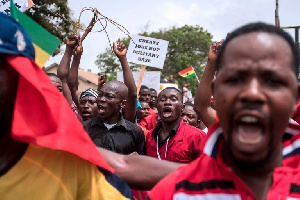 Protesters in Accra, Ghana, demonstrated Wednesday against a military agreement with the US