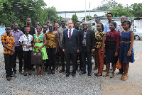 Beneficiaries in group photo with Lebanese Ambassador to Ghana HE Ali Halabi (middle)