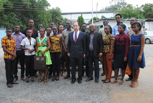 Beneficiaries in group photo with Lebanese Ambassador to Ghana HE Ali Halabi (middle)