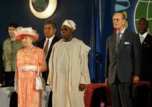 A meeting between Nigerian head of state Olusegun Obasanjo and the British Crown