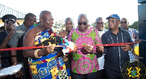 Aflao Paramount Chief, Torgbui Adzonugaga Amenya Fiti and President Akufo-Addo