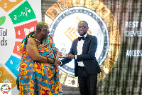 Head of Corporate Communications and Brands Management, Oluwaseun David-Akindele receiving an award