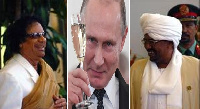 L-R: Muammar Gaddafi, Vladimir Putin and Omar Al Bashir