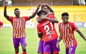 Accra Hearts of Oak players in the Umbro replica jerseys