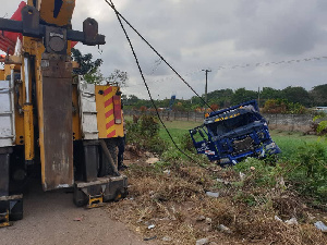 The truck has been successfully towed away