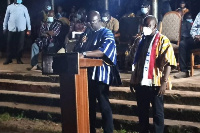 Dr Mahamudu Bawumia, Vice President of Ghana addressing the people of Bussie