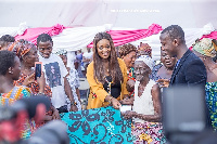 Jackie Appiah with one of the aged