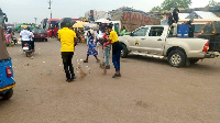 Some of the GRA staff engaging in the clean in Bolgatanga