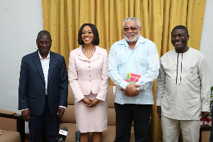 Former President Jerry John Rawlings and the heads of the Electoral Commission