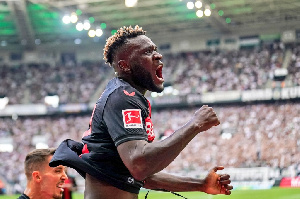 Victor Boniface has scored seven times for Bayer Leverkusen this season.