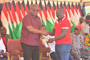 Former President Mahama(L) and Hon. Alex Kwame (R)