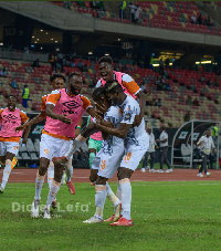 The Ivorian side celebrate the only goal of the game