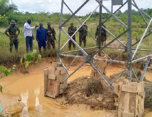 Ghana Grid Company (GRIDCo) power transmission tower at Denkyira Brofoyedru