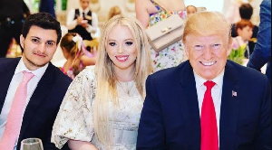 Former US president Donald Trump, his daughter Tiffany and son in-law, Michael Boulos