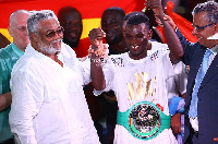 Ex- President Rawlings with the new champion Richard Commey