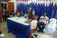 Thomas Yaw Adjei Baffoe, Deputy Central Regional Minister speaking to the members of the committee