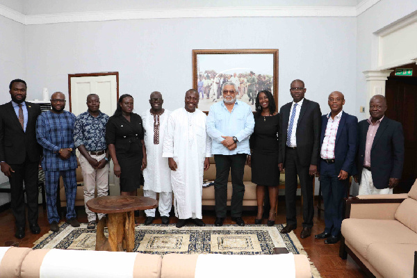 Former President Rawlings with Hon Afenyo-Markin and delegation from GWC