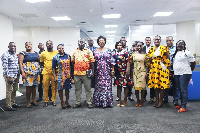 Esther Gyebi-Donkor (middle) pictured with members of the Port Journalists Network