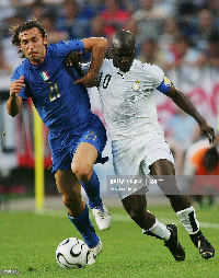 Stephen Appiah against Italy at the 2006 FIFA World Cup in Germany