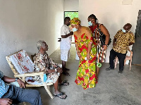 Elizabeth Kaakie Mann and some Assembly members at courtesy calls on traditional authorities