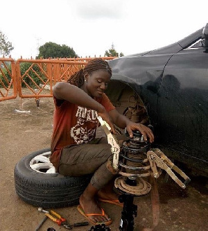 The young lady at work